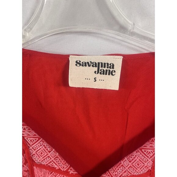 SAVANNA JANE Boho Floral Embroidered Tasseled Long-Sleeve Blouse Size S - Picture 2 of 8